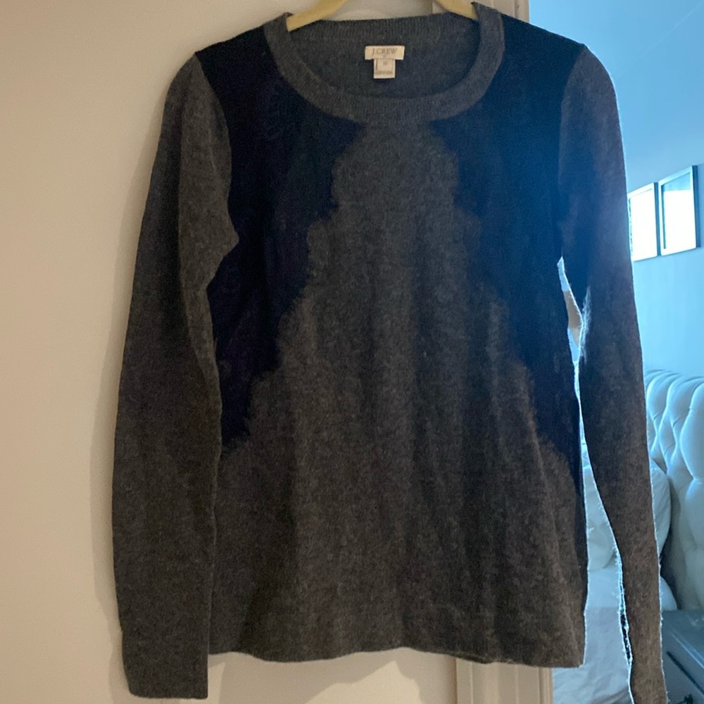 Jcrew wool sweater with lace trim
